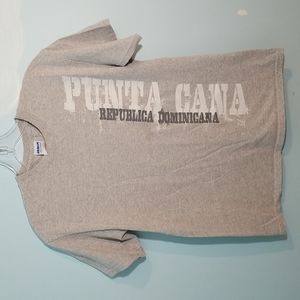Gildan Punta Cana D.R graphic gray short sleeve shirt mens/unisex medium